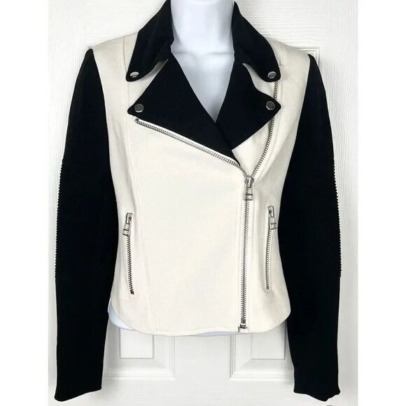 Wilfred Jackets & Blazers - Wilfred Black & White‎ Moto Jacket Fabric Made In Japan Women’s Size 00